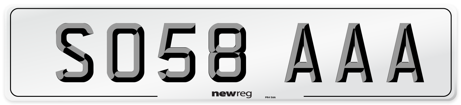 SO58 AAA Number Plate from New Reg